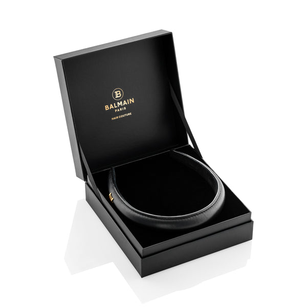 Balmain Black Puffed Leather Headband