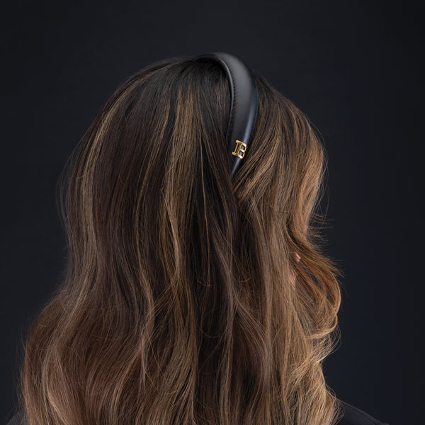 Balmain Black Puffed Leather Headband