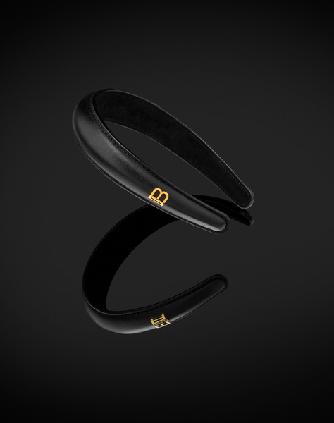 Balmain Black Puffed Leather Headband